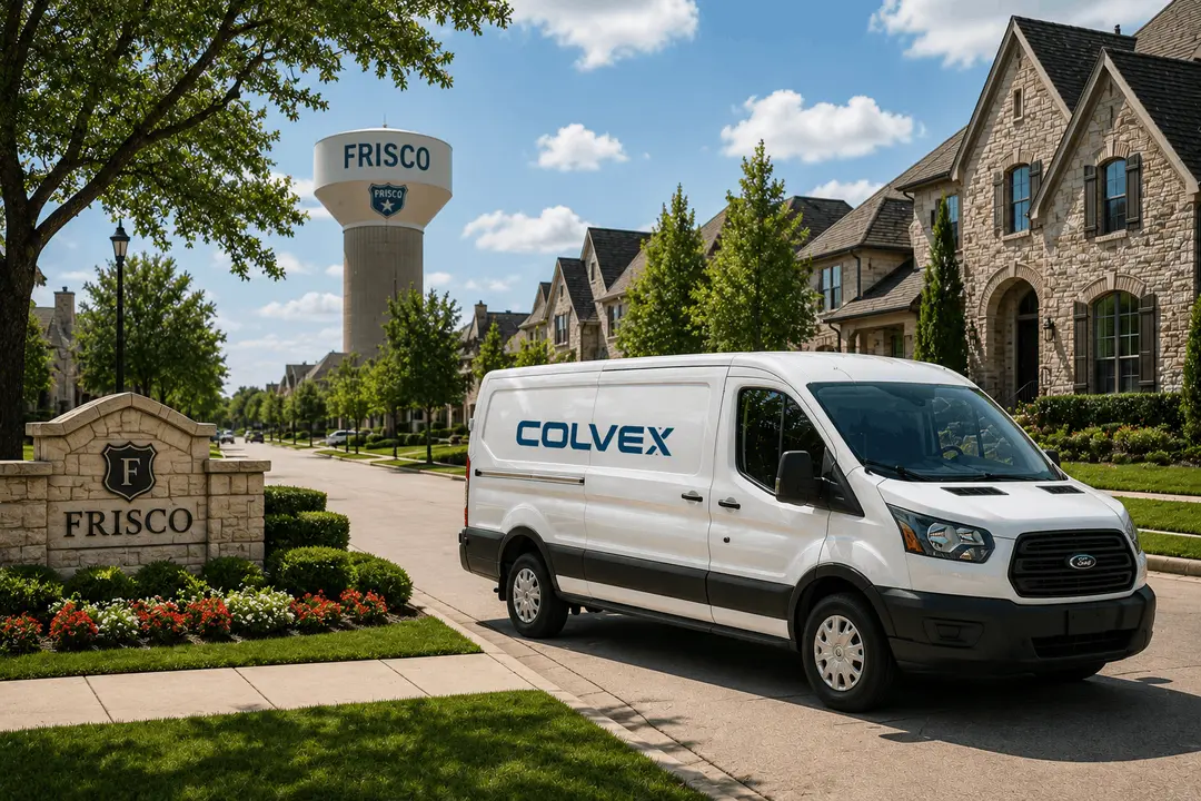 Colvex service van in a Frisco neighborhood