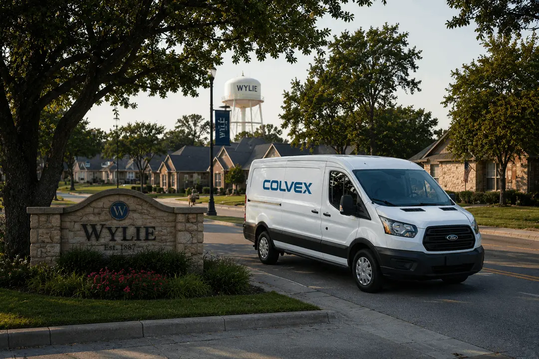 Colvex service van in a Wylie neighborhood