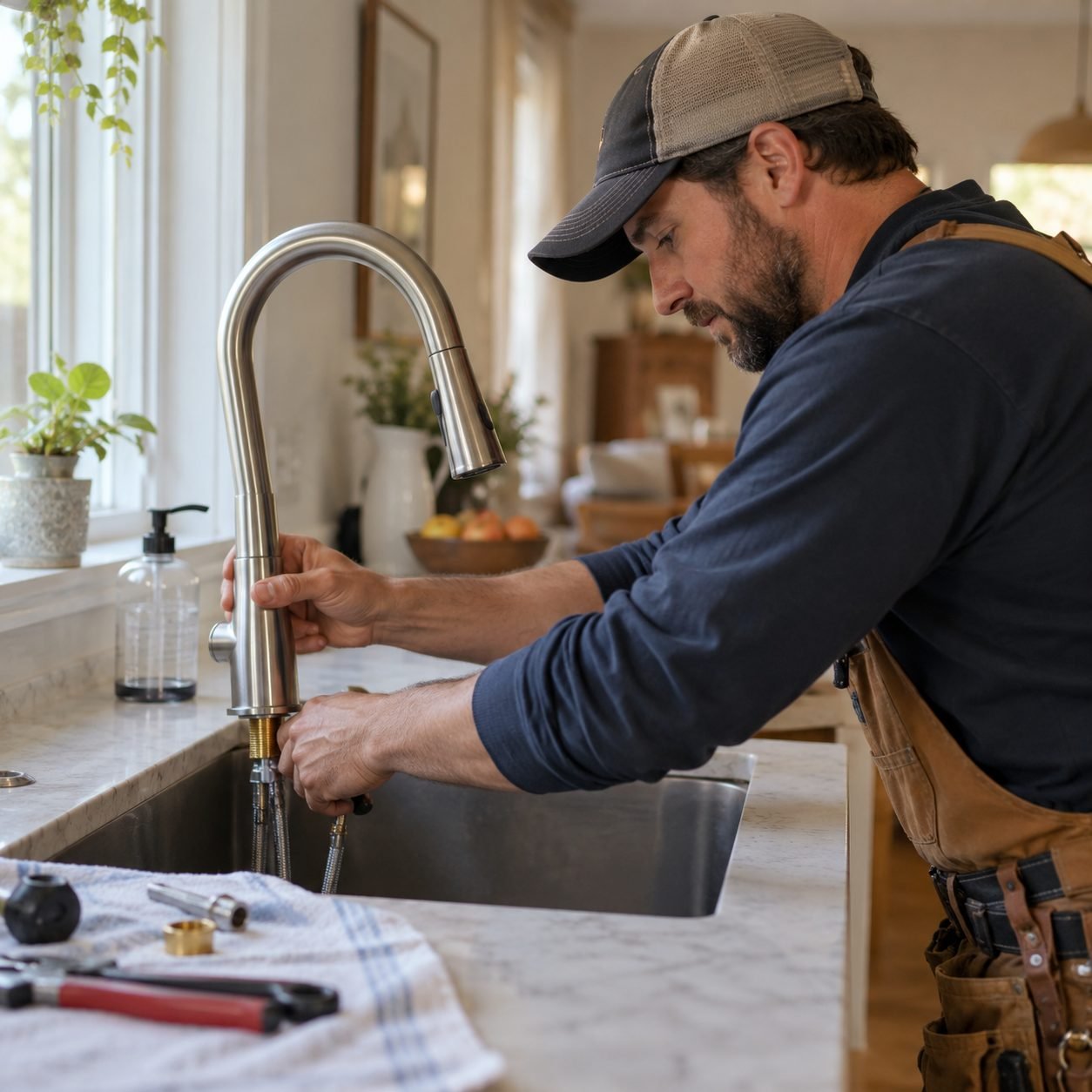 Residential plumbing inspection identifying hidden pipe leaks beneath flooring in Rockwall County - TX, Residential plumbing inspection examining aging water lines and outdoor faucet connections in Denton - TX