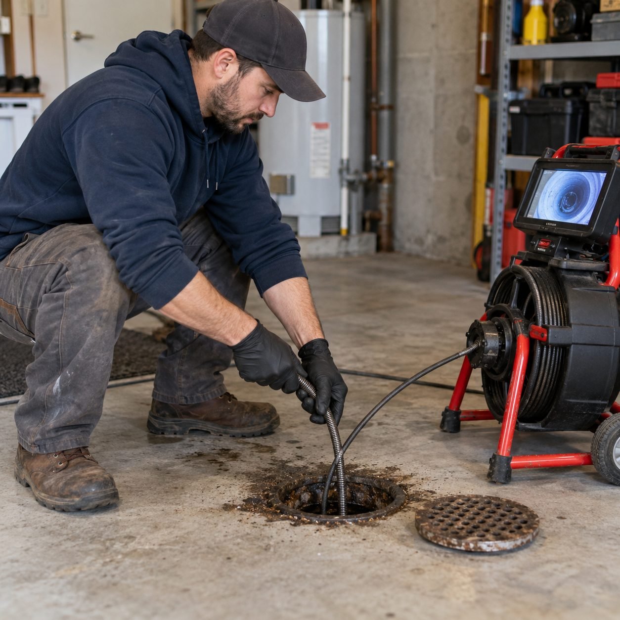 Residential plumbing inspection checking aging water lines and outdoor pipe connections in Carrollton - TX